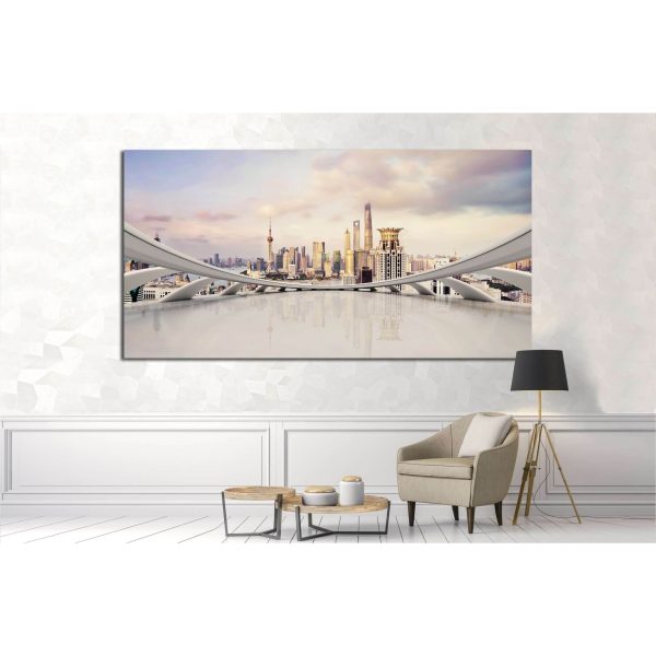 modern city skyline,traffic and cityscape in Shanghai, China №1522 Ready to Hang Canvas Print Fashion - Image 3