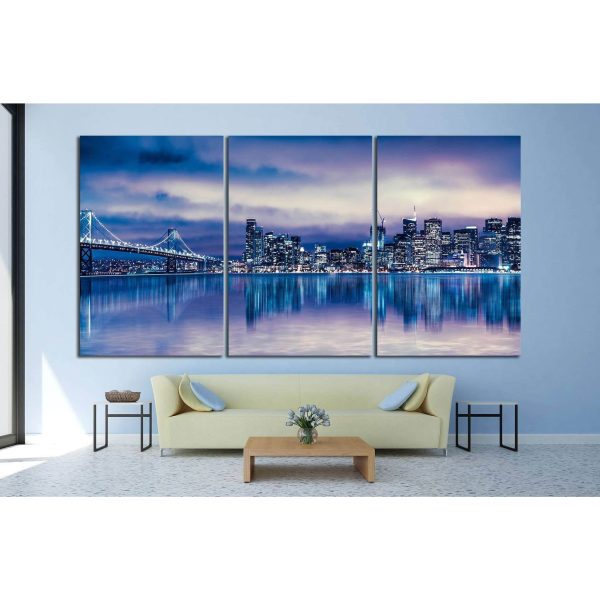 Night view of beautiful San Francisco California №1118 Ready to Hang Canvas Print on Sale - Image 2