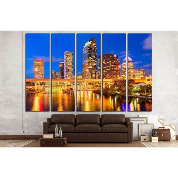 Tampa, Florida, USA downtown skyline on the Hillsborough River №1711 Ready to Hang Canvas Print Hot on Sale - Image 2
