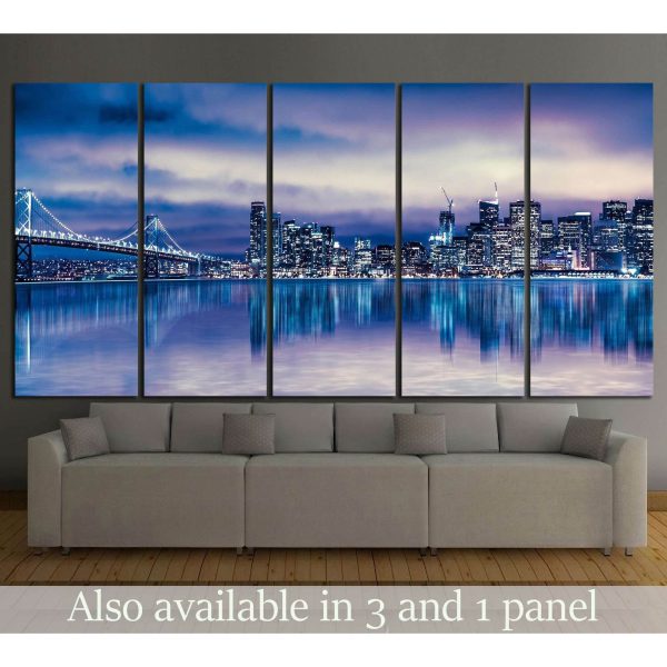 Night view of beautiful San Francisco California №1118 Ready to Hang Canvas Print on Sale