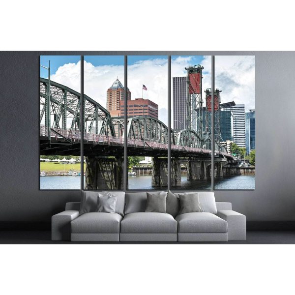 Hawthorn bridge, Portland, Oregon №796 Ready to Hang Canvas Print Hot on Sale - Image 2