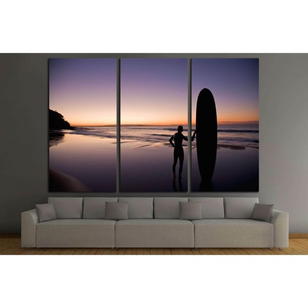 Surfer at sunset on the Sunshine Coast Queensland Australia №3256 Ready to Hang Canvas Print Hot on Sale - Image 2