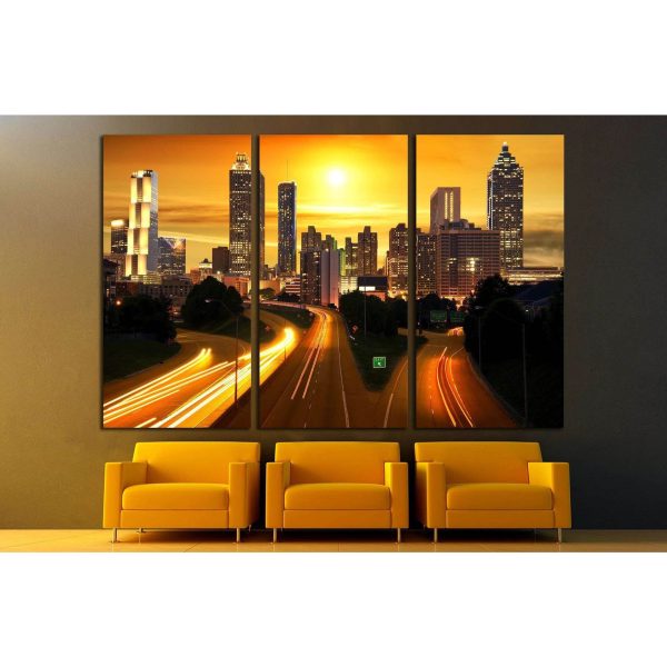 Sunset in Atlanta, United States №1651 Ready to Hang Canvas Print For Cheap - Image 2