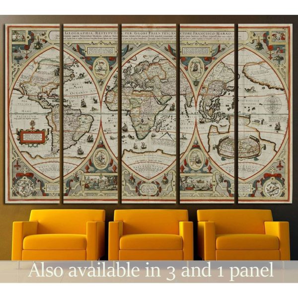 Old World map №1457 Ready to Hang Canvas Print For Sale