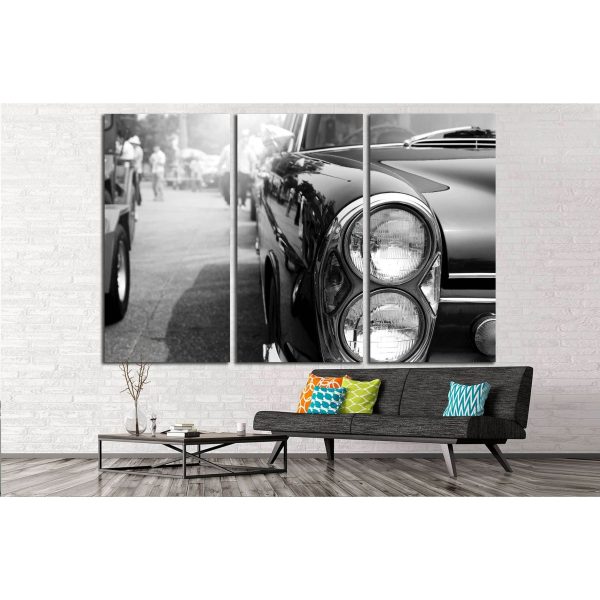 Retro of classic car ,vintage black and white style №3281 Ready to Hang Canvas Print Online now - Image 2