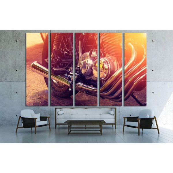 Part of the motorcycle. Close up. Soft lighting effect №1883 Ready to Hang Canvas Print Sale - Image 3