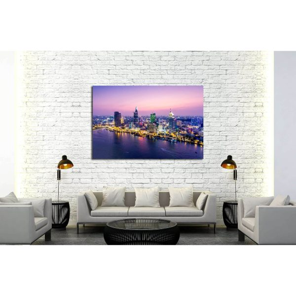 Ho Chi Minh City view at night №2722 Ready to Hang Canvas Print For Sale - Image 3