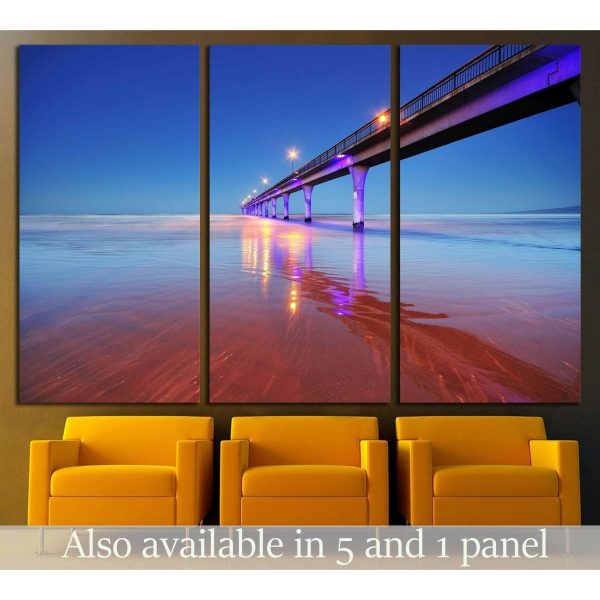 Long exposure of an ocean and New Brighton Pier Christchurch №2254 Ready to Hang Canvas Print For Sale
