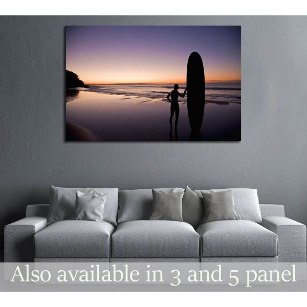 Surfer at sunset on the Sunshine Coast Queensland Australia №3256 Ready to Hang Canvas Print Hot on Sale