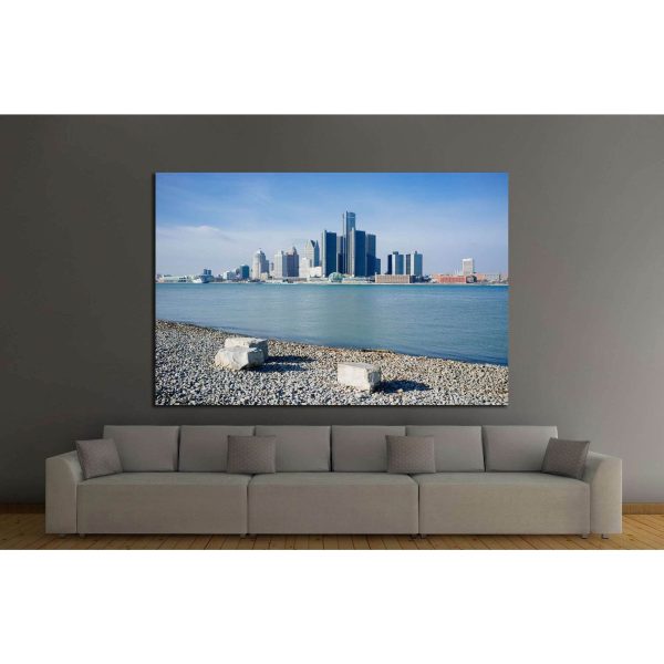 Detroit City, Riverfront Trail, Windsor, Ontario №1274 Ready to Hang Canvas Print Hot on Sale - Image 2