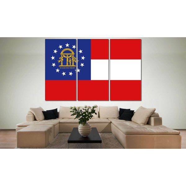 Georgia State Flag №837 Ready to Hang Canvas Print Discount - Image 2