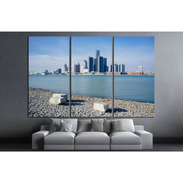 Detroit City, Riverfront Trail, Windsor, Ontario №1274 Ready to Hang Canvas Print Hot on Sale - Image 3