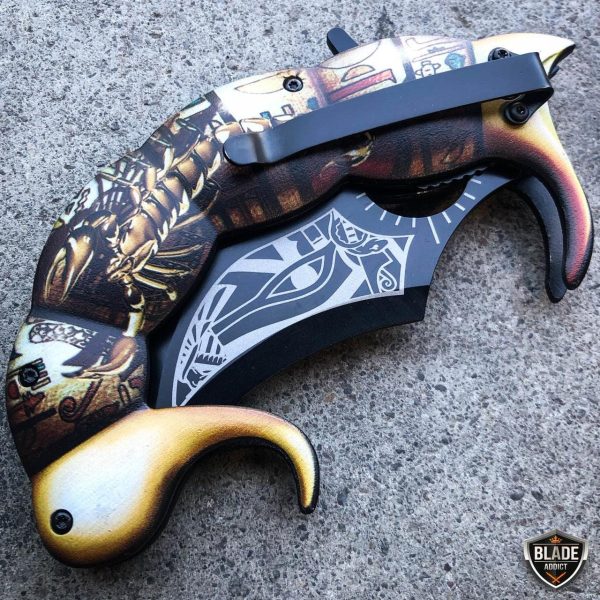 Fantasy Scorpion Assisted Open Folding Pocket Knife Karambit Blade Online now - Image 5